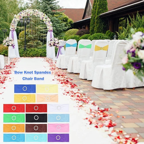 Tvoip 10PCS Chair Cover Stretch Band with Buckle Slider Sashes Bow Wedding Banquet Chair Decoration (Light Blue)...
