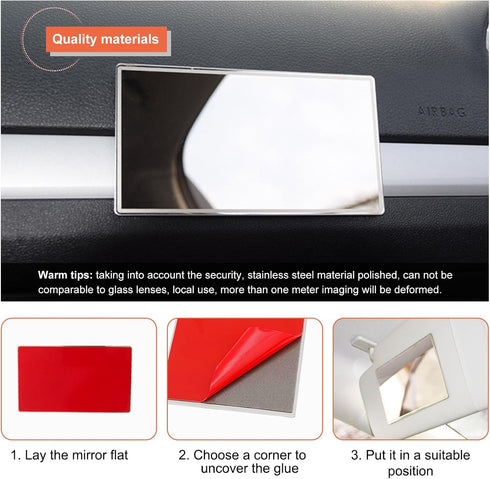 Car Sun Visor Mirror, Stainless Steel Sun-Shading Cosmetic Mirror for Wife Girlfriend, 5.91"×3.15" Seatback Makeup Mirror Stick on Car Vanity, Car...