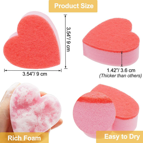 Heart Shaped Non-Scratch Scrub Sponge, Dual-Sided Cleaning Kitchen Sponge and Scrubber for Washing Dishes, Pots & Pans and Household Cleaning Supp...