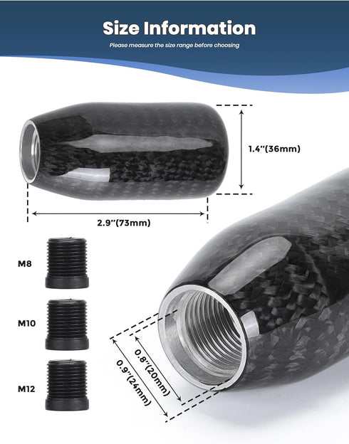 Car Gear Shift Knob, Carbon Fiber Shifter, Universal Carbon Fiber Shift Knob, Shift Knob 5 Speed, Car Gear Knob Manual Stick Shift Knob Shifter wi...