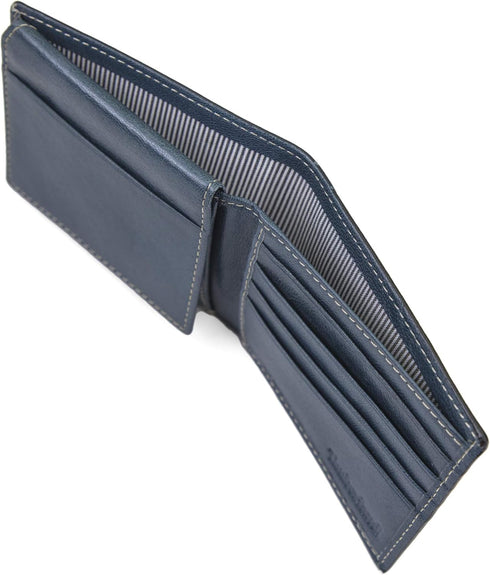 Timberland mens Leather Wallet With Attached Flip Pocket, Navy (Fine Break), One Size...