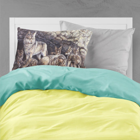 Caroline's Treasures BDBA0157PILLOWCASE Wolf Wolves by The Den Fabric Standard Pillowcase Lightweight Super Soft Easy Care Decorative Artwork Pill...