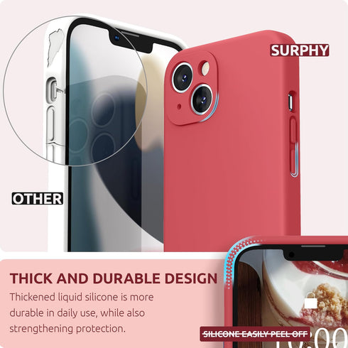 SURPHY Compatible with iPhone 13 Case with Screen Protector, (Camera Protection + Soft Microfiber Lining) Liquid Silicone Phone Case 6.1 inch 2021...