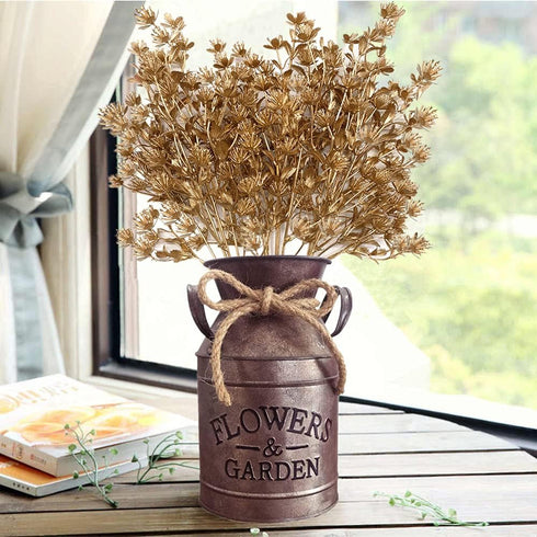 Christmas Artificial Flowers, Golden Baby Breath Gypsophila Plastic Plant Fake Plants for Wedding Bridal Bouquet Party Indoor DIY Home Office Tabl...