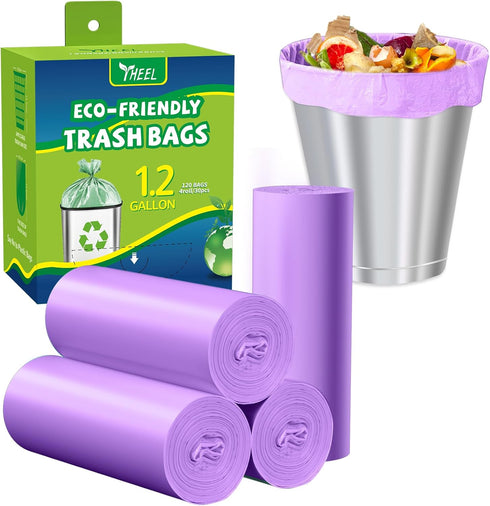 Small Trash Bags 1.2-Gallon: Bathroom Trash Bags 4.5L Small Garbage Bags for Bathroom Bedroom Office - (Purple, 120 Counts)...