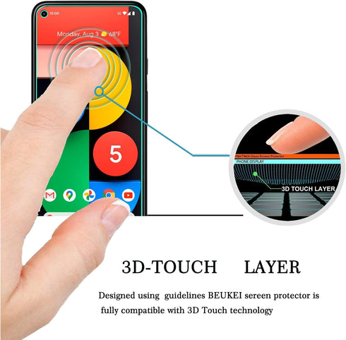 beukei (4 Pack) Compatible for Google Pixel 5 5G / Google Pixel 5 Screen Protector Tempered Glass, Touch Sensitive,Case Friendly, 9H Hardness......