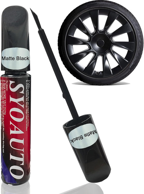 SYOAUTO Matte Black Rim Touch Up Paint For Tesla Model Y 20" Induction Wheel Touch Up Paint Rim Scratch Repair Wheel Paint Curb Rash Paint Pen(Mat...