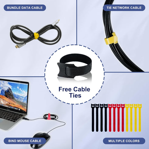 Neoprene Cable Management Sleeve 10ft (120 inch) - 1.5 inch, Velcro Cuttable Cord Organizer, Split Wire Loom Tubing Reversible Cord Protector for ...