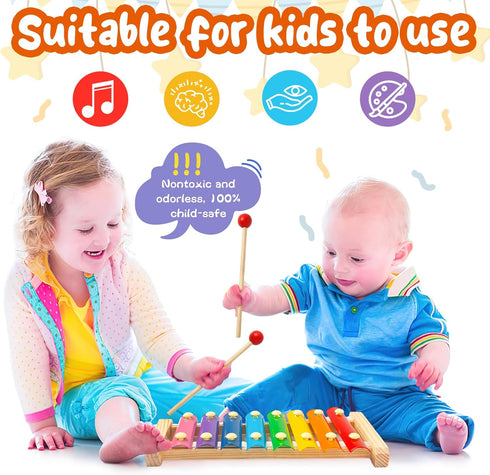 MCPINKY Xylophone for Kids, Xylophone Musical Toy with Child Safe Mallets Educational Musical Instruments Toy for Toddlers 1-3...