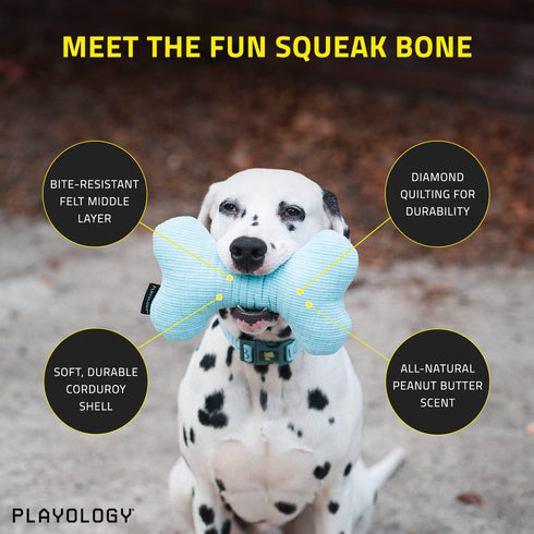 Playology Plush Squeaky Bone Dog Toy - Engaging All Natural Beef Scented Plush Dog Toy with Interactive Squeaker for Large Dogs (35lbs & Up) - Eas...