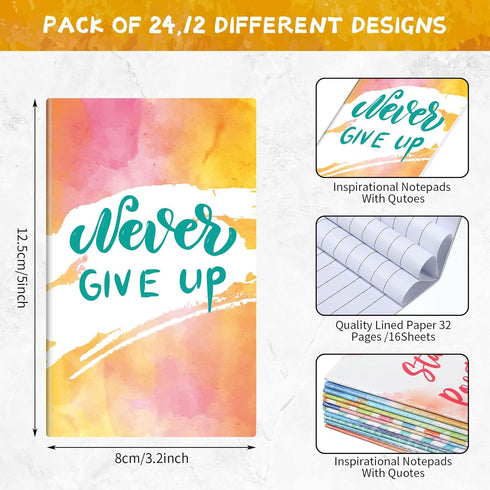 24 Pieces Inspirational Notepads Mini Motivational Quotes Notebook Small Colorful Pocket Journal Notepad Soft Cover Inspiring Notebook for School ...