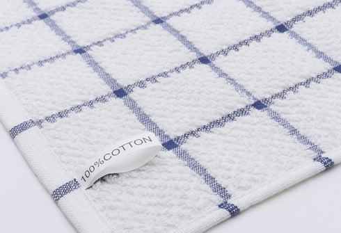 Cotton Grid Dish Cloths, Terry Cleaning Rags, 12 x 12 Inches, Light and Soft, Quick Drying Dish Rags, 8pc/Set (Blue Multi)...