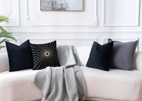 JUSPURBET Black Velvet Pillow Covers Set of 2 Decorative Throw Pillow Covers for Couch Sofa Bed Soft Cushion Covers Cases with Hidden Zipper for L...