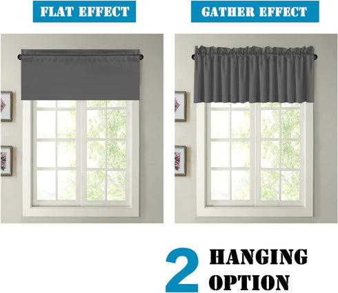 H.VERSAILTEX 2 Panels Blackout Curtain Valances for Kitchen Windows/Bathroom/Living Room/Bedroom Privacy Decorative Rod Pocket Short Window Valanc...