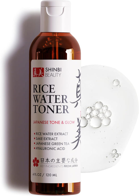 Shinbi Beauty Japanese Rice Water Toner - Contains Sake Extract, Green Tea & Hyauronic Acid - 99% Naturally Derived - 4 FL OZ...
