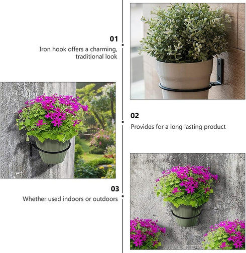2pcs Flower Pot Storage Rack Outdoor Planter Pots Outdoor Hooks Outdoor Pots Metal Organizer Shelf Indoor Plant Pots Flowerpot Wall Hanger Wall Mo...