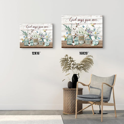 Bathroom Decor Wall Art Farmhouse Botanical Flowers Country Pictures Wall Decor God Says You Are Rustic Floral Canvas Prints Painting Modern Home ...
