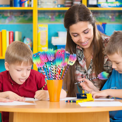 24 Pieces Rainbow Pens Cute Fluffy Pen Marabou Feather Pens Rainbow Fuzzy Pens Funny Pom Pom Pen for School Office Christmas Birthday Carnival Par...