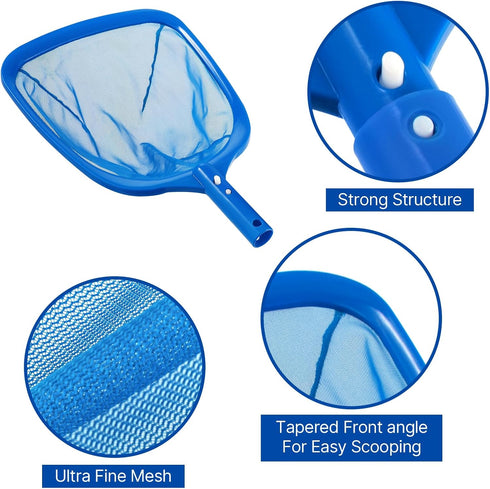 Pool Skimmer - Pool Net with 3 Section Pole, Pool Skimmer Net with Fine Mesh Net, Telescopic Aluminum Pole, Plastic Frame, Ultra-fine Pool Skimmer...