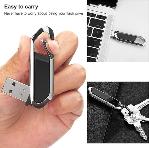 64GB USB Flash Drive Portable Metal Thumb Drive with Keychain USB 2.0 Memory Stick Pen Drive for External Data Storage, Black...