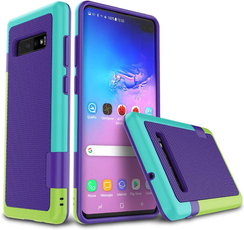 Jeylly for Galaxy S10 Plus Case, for Galaxy S10 Plus Cute Case, Ultra Slim 3 Color Hybrid Impact Full-Body Rugged Non Slip Shockproof TPU Bumper C...