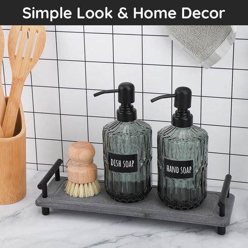 Segbeauty Kitchen Sink Organizer, Instant Dry Sink Caddy Stone Drying Mat with Handle, Diatomaceous Earth Fast Drying Stone Vanity Tray Bathroom S...