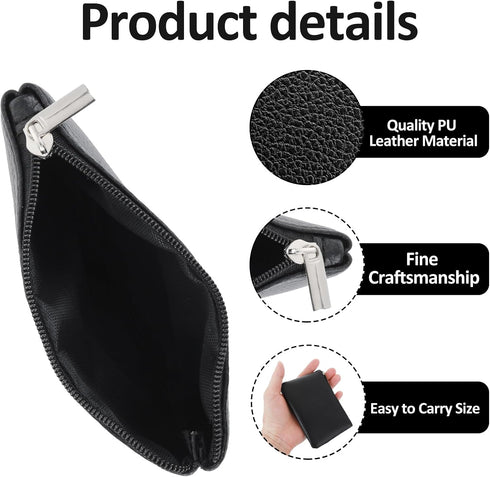 simarro Leather Zipper Coin Purse, PU Lychee Pattern Coin Purse Portable Change Wallet Mini Coin Pocket Pouch Change Holder for Men & Women 3 pcs ...
