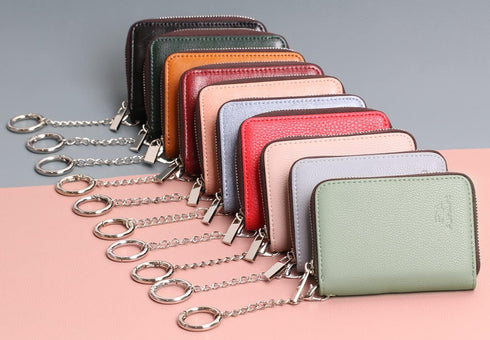 FurArt Zipper Wallet Women, RFID Blocking Credit Card Wallet, Business Card Holder, Compact Size KeyChain Wallet...