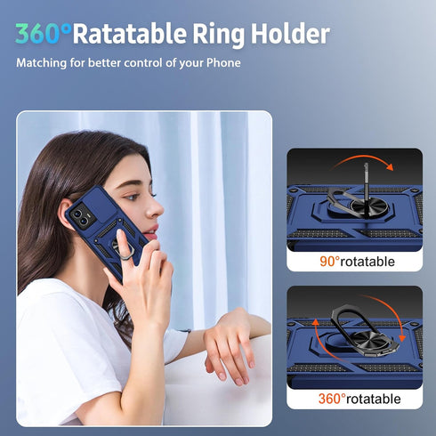 Weycolor for Moto G Stylus 5G 2024 Case with Camera Lens Cover, HD Screen Protector, 10 FT Military Grade Drop Protection, Magnetic Ring Holder Ki...