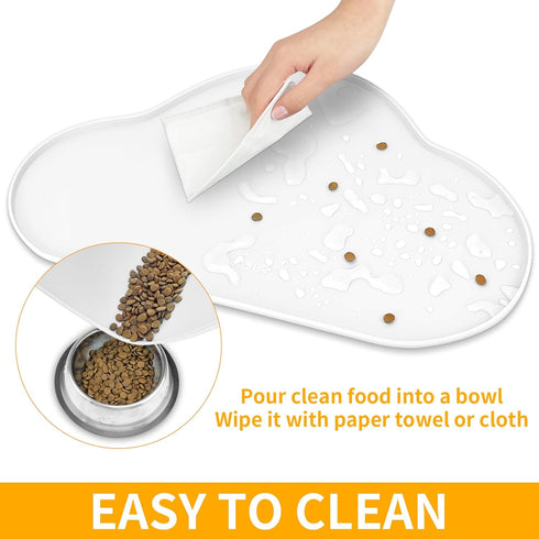 Ptlom Pet Placemat for Dogs and Cats, Non-Slip Waterproof Dog Feeding Mats Prevent Food and Water Overflow, Puppy Bowl Mat Suitable for Small, Med...