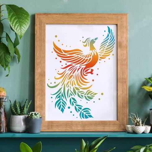 FINGERINSPIRE Phoenix Stencils 11.7x8.3 inch Firebird Painting Stencil Flying Phoenix Stencil Mythical Phoenix Reusable Drawing Template for Paint...