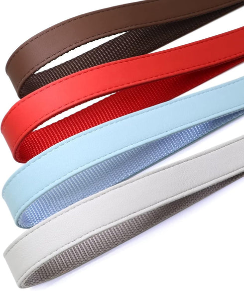 PET ARTIST Soft Leather Dog Collar and Leash Set, Bright & Solid Nylon Grey Dog Collar with Quick Release Metal Buckle, Comfy & Stylish 5FT Dog Le...