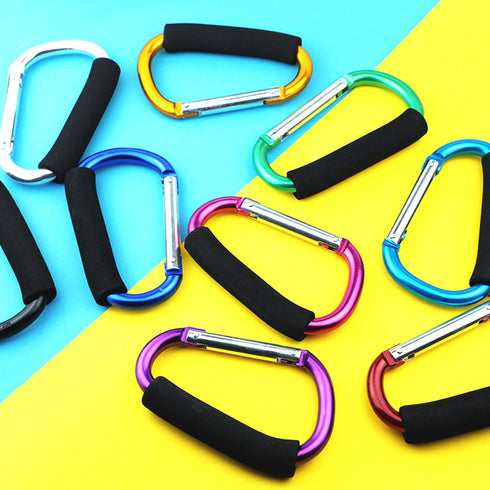 Stroller Hooks by Baby,Large Stroller Hooks for Mommy, 2 pcs Carabiner Stroller Hook Organizer for Hanging Purses, Diaper Bag, Shopping Bags. (Bla...