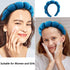 VELSCRUN 3 Pcs Spa Headband, Makeup Headband, Face Wash Headband, Skincare Headbands, Navy Blue Velvet Puffy Sponge Hair Band Bow Tie Bubble Spa H...