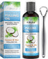 Natural Coconut Pulling Oil (8 Fl.Oz),with Tongue Scraper+Measuring Cup,Pulling Oil Mouthwash for Teeth, Pulling Oil for Teeth Whitening and Healt...