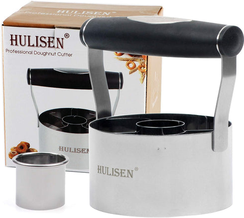 HULISEN Donut Cutter, 3.5 inch Stainless Steel Doughnut Cutter with Soft Grip Handle, and Small Biscuit Cutter, Professional Baking Dough Tools, G...