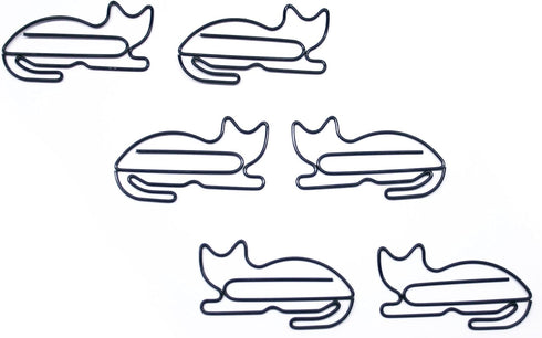 Animal Cat Shaped Paper Clips in Silver Tin and Gift Box Great for Paper Clip Collectors or Animal Lovers (Black 100 Count)...