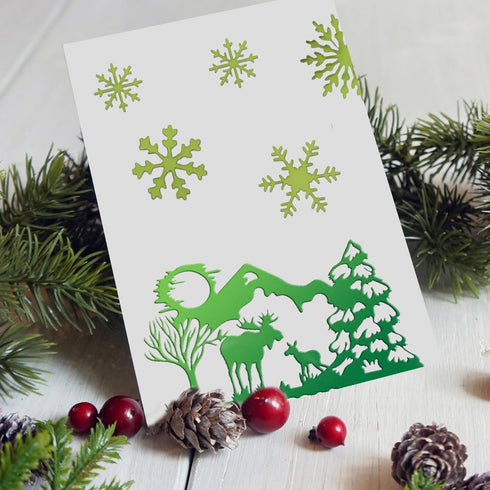 Christams Deer Die Cuts for Card Making Snowflake Die Cuts Clearance Winter Embossing Stencils for Cards Metal Cutting Dies for Craft Card Album S...