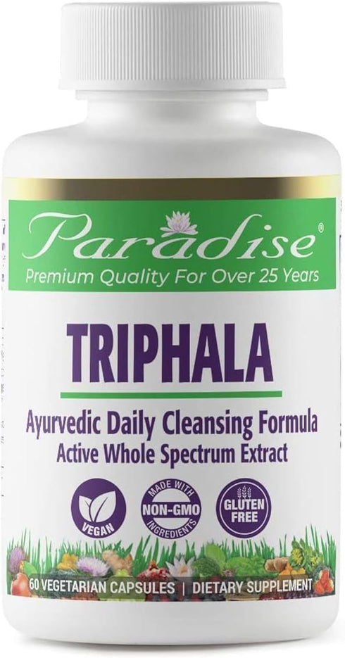 Paradise Herbs Triphala Extract, Super Potent, Ultra Pure, Vegan, Non GMO, Gluten Free, 60 Vegetarian Capsules...
