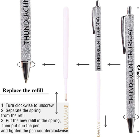 7 Pack Funny Adult Ballpoint Pen Sets,Seven Days of The Week Pens,Novelty Pens for Corworkers,Gag Gifts Office Gifts for Women Men Colleague(7PCS)...