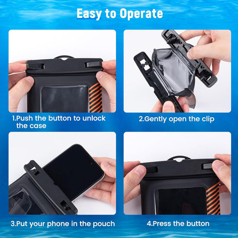 Large IPX8 Floating Waterproof Phone Pouch Up to 9.0", 2 Pack Waterproof Phone Case Dry Bag with Detachable Lanyard for iPhone 15/14/13 Pro Max/Ga...