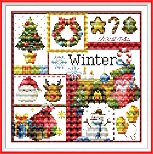 Awesocrafts 4 Pack Cross Stitch Kits, Four Seasons Easy Patterns Cross Stitching Embroidery Kit Supplies, Stamped or Counted (Four Seasons, Counte...