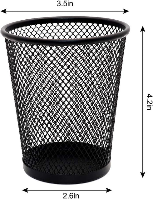 4 Pack Pen Holder Metal Mesh Pencil Holders Round Shaped Pen Holders for Desk Office Wire Mesh Container Pen Organizer,Black...