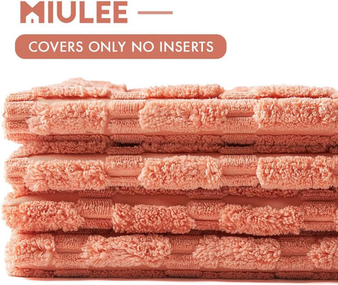 MIULEE Pack of 4 Coral Corduroy Decorative Throw Pillow Covers 20x20 Inch Soft Boho Striped Pillow Covers Modern Farmhouse Home Decor for Sofa Liv...