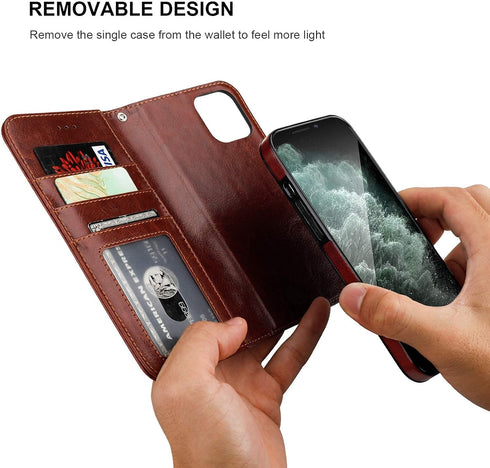 Bocasal Compatible with iPhone 12 Pro Max Wallet Case with Card Holder PU Leather Magnetic Detachable Kickstand Shockproof Wrist Strap Removable F...