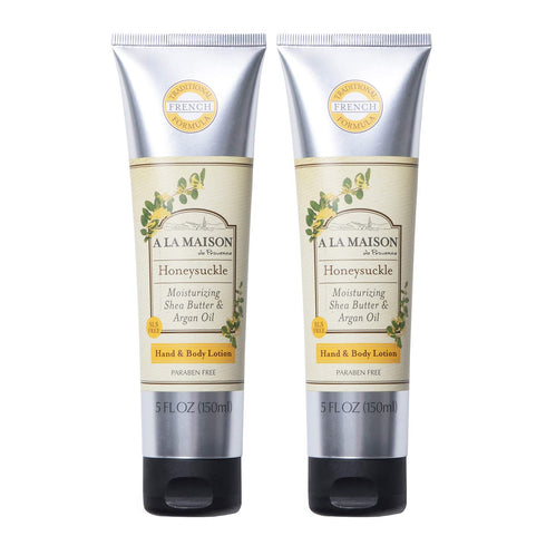 A LA MAISON Moisturizing Lotion, Honeysuckle - Uses: Hand and Body, Argan Oil, Pure Shea Butter, Essential Oils, Plant Based, Cruelty-Free, SLS an...
