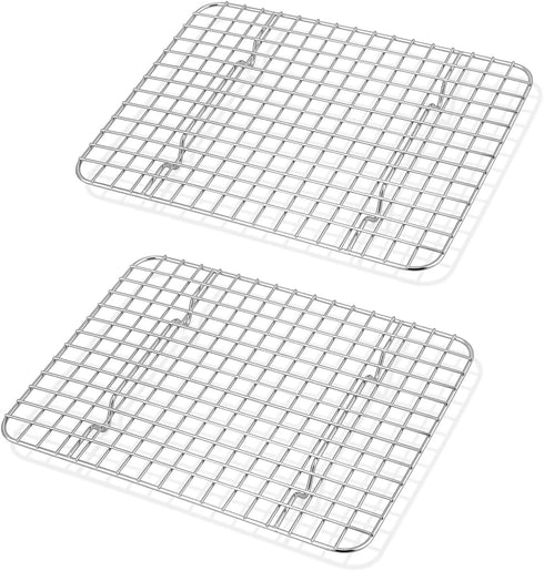 TeamFar Mini Cooling Rack Set of 2, Stainless Steel 8.75’’ x 6.25’’ Toaster Oven Grid Rack for Baking Roasting Broiling Grilling, Bakeable Rack fo...