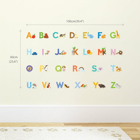 DECOWALL DS-8003 Watercolour Animal Alphabet Kids Wall Stickers Wall Decals Peel and Stick Removable Wall Stickers for Kids Nursery Bedroom Living...