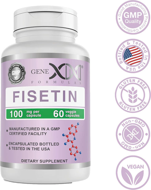 GENEX Fisetin 100mg/Serving (60 Capsules) | Antioxidant That Supports Healthy Aging and Brain Wellness - Non-GMO, Gluten Free, Vegetarian - 2 Mont...