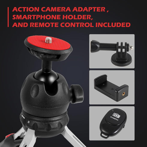 Mini Tripod for Camera and Phone -with Remote and 360 Degree Ball Head, Premium Tabletop Small Phone Tripod Mount for GoPro iPhone/Cell Phones Web...